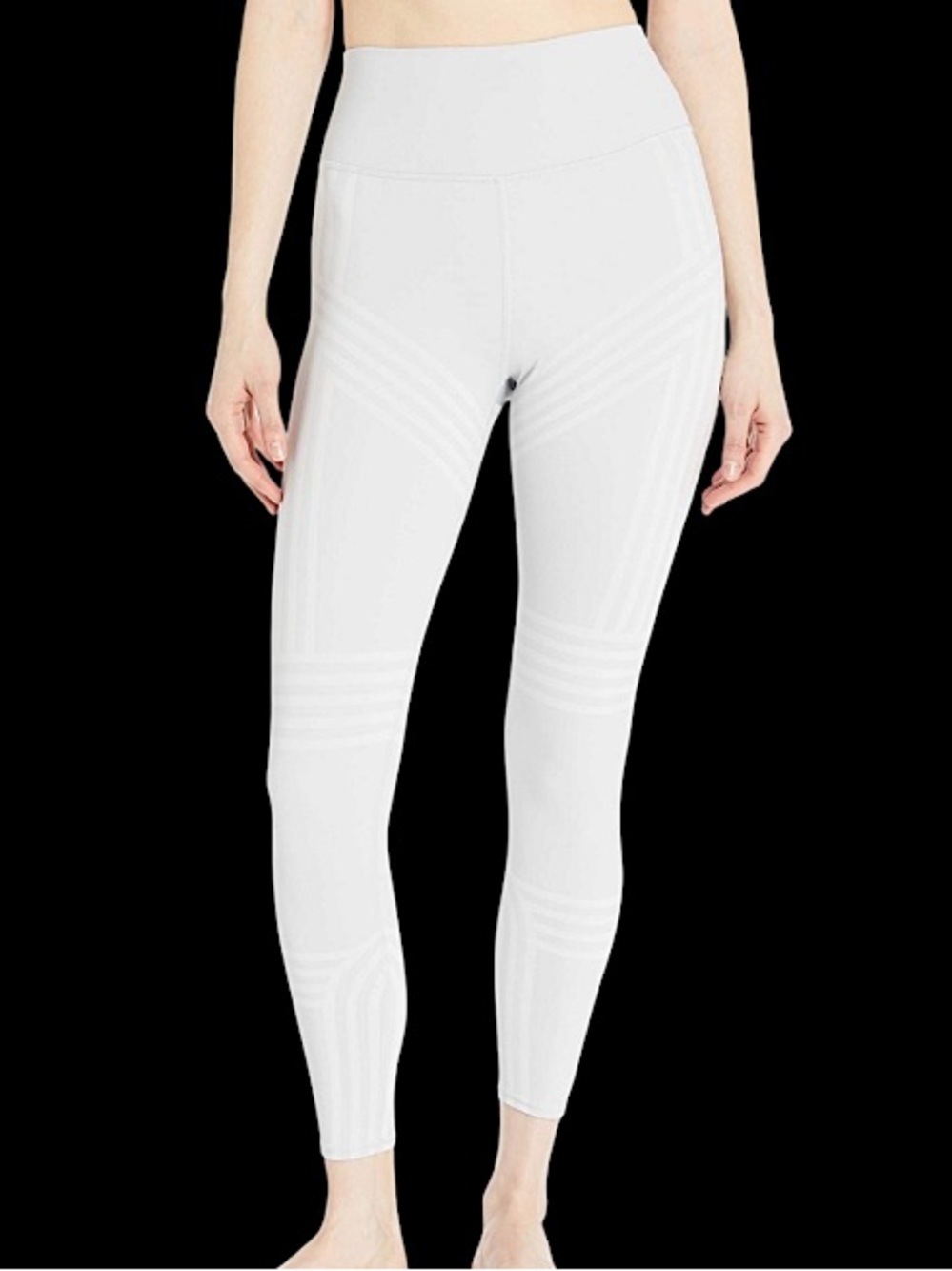 Alo Yoga 7/8 High Waist legging in light grey with white stripes size Medium